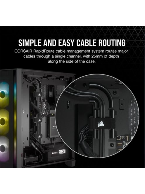 CORSAIR Ház iCUE 4000X RGB, 3x12mm RGB Ventillátorral, Tápegység nélkül, Edzett Üveg, fekete