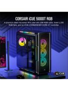 CORSAIR Ház iCUE 5000T RGB, 3xLL120 RGB Ventillátorral + Commander Core XT, Tápegység nélkül, Edzett Üveg, fekete