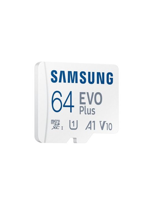 SAMSUNG Memóriakártya, EVO Plus microSDXC kártya, 64GB, UHS-I, U1, V10, A1, + SD Adapter, R160/W