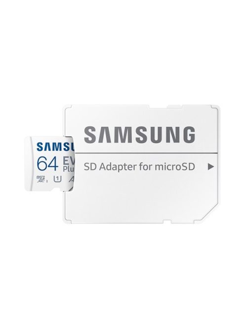 SAMSUNG Memóriakártya, EVO Plus microSDXC kártya, 64GB, UHS-I, U1, V10, A1, + SD Adapter, R160/W