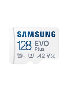   SAMSUNG Memóriakártya, EVO Plus microSDXC kártya ,128GB, UHS-1, U3, V30, A2, + SD Adapter, R160/W