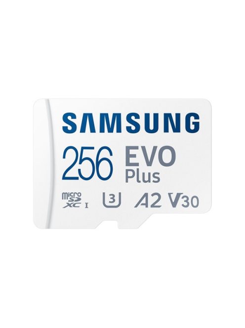 SAMSUNG Memóriakártya, EVO Plus microSD kártya (2021) 256GB, CLASS 10, UHS-1, U3, V30, A2, + Adapter, R160/W