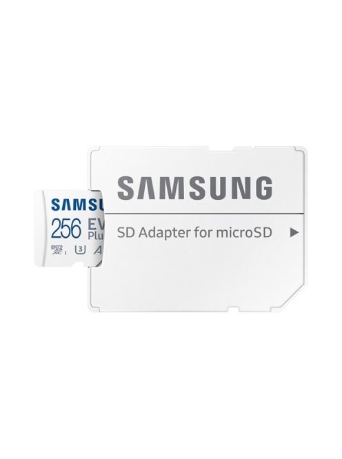 SAMSUNG Memóriakártya, EVO Plus microSD kártya (2021) 256GB, CLASS 10, UHS-1, U3, V30, A2, + Adapter, R160/W