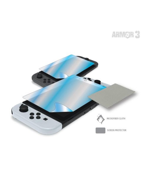 ARMOR3 Nintendo Switch/OLED Travel csomag (Üvegfólia + Thumb Grips + Füllhallgató + Tok + Töltő kábel)