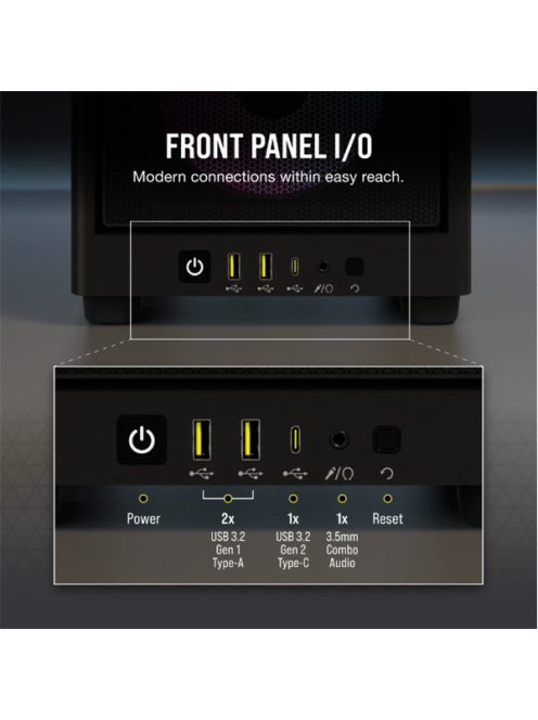 CORSAIR Ház 2000D RGB AIRFLOW Mini-ITX, 3xAF120 RGB SLIM Ventillátorral, SFX Tápegység nélkül, Edzett Üveg, fekete