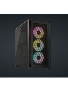   CORSAIR Ház iCUE 4000D RGB AIRFLOW, 3xAF120 RGB ELITE Ventillátorral + Kontroller, Tápegység nélkül, Edzett Üveg, fekete