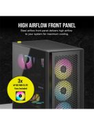 CORSAIR Ház iCUE 4000D RGB AIRFLOW, 3xAF120 RGB ELITE Ventillátorral + Kontroller, Tápegység nélkül, Edzett Üveg, fekete