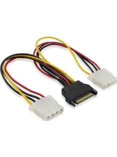   BLACKBIRD Tápkábel Molex 4 pin male to SATA 15 pin female + 4 pin female