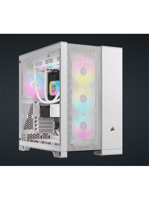 CORSAIR Ház 6500D AIRFLOW Dual Chamber, Tápegység nélkül, Edzett Üveg, fehér