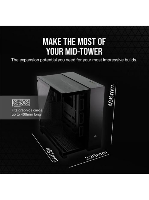 CORSAIR Ház 6500X Dual Chamber, Tápegység nélkül, Edzett Üveg, fekete