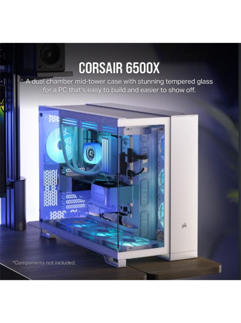 CORSAIR Ház 6500X Dual Chamber, Tápegység nélkül, Edzett Üveg, fehér