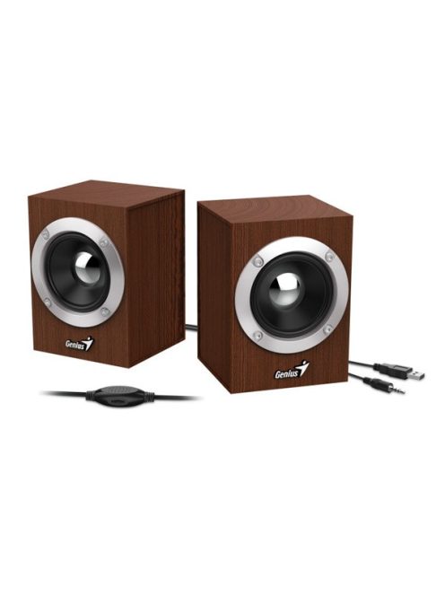 GENIUS 2.0 Hangszóró SP-HF280 3.5mm Jack+ USB 6 Watt Wood