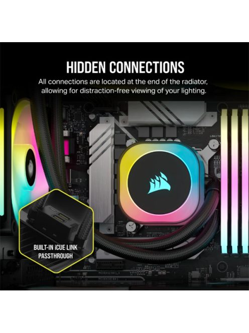 CORSAIR CPU hűtő iCUE LINK H100i RGB AIO (vízhűtés), 2 Ventilátorots, LGA1700 támogatással, fekete