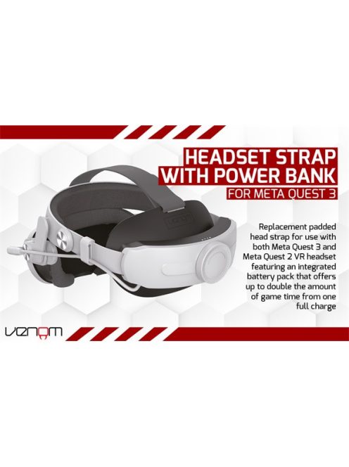 VENOM Meta Quest 2 & 3 Kiegészítő Univerzális headset pánt és 5000 mAh akkumulátor csomag, VS4209