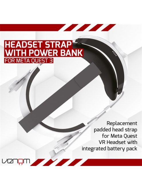 VENOM Meta Quest 2 & 3 Kiegészítő Univerzális headset pánt és 5000 mAh akkumulátor csomag, VS4209
