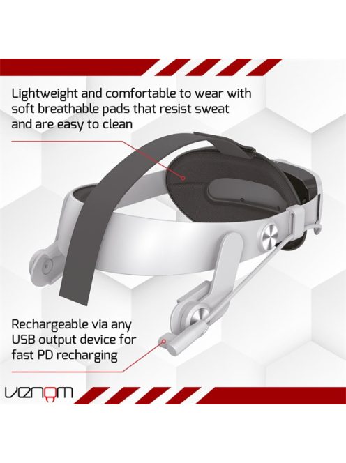 VENOM Meta Quest 2 & 3 Kiegészítő Univerzális headset pánt és 5000 mAh akkumulátor csomag, VS4209