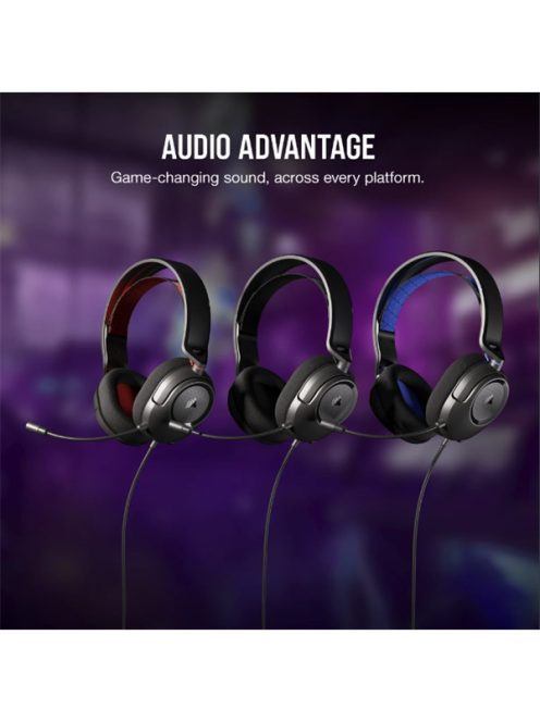 CORSAIR Vezetékes Headset, HS35 v2 Gaming, Multiplatform, carbon