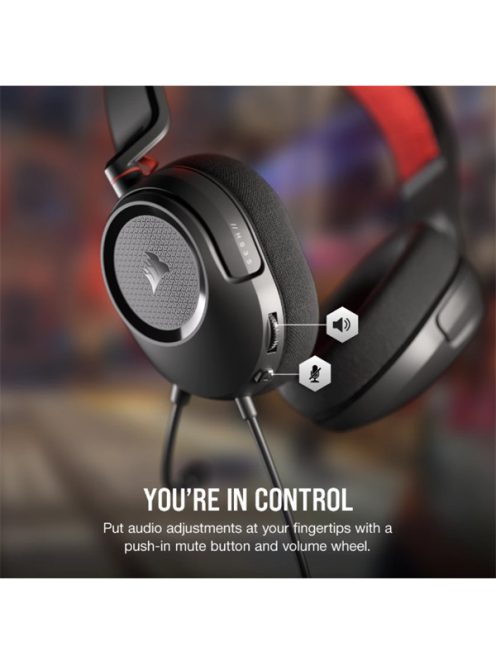 CORSAIR Vezetékes Headset, HS35 v2 Gaming, Multiplatform, carbon
