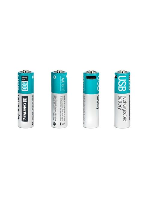 COLORWAY AA újratölhető elem, USB-C 2200 mAh 1.5B (Li-Polymer) (2pc.) (CW-UBAA-10)