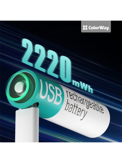 COLORWAY AA újratölhető elem, USB-C 2200 mAh 1.5B (Li-Polymer) (2pc.) (CW-UBAA-10)