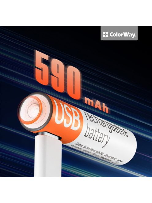 COLORWAY AAA újratölhető elem, USB-C 590 mAh 1.5B (Li-Polymer) (2pc.)