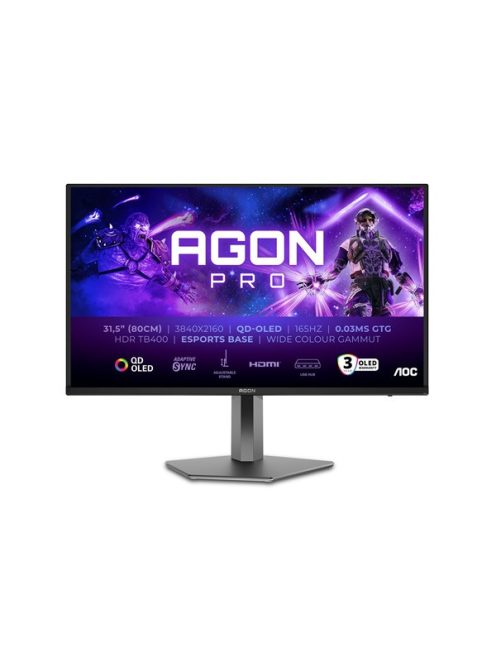 AOC Gaming 165Hz OLED monitor 32" AG326UD, 3840x2160, 16:9, 0,03ms, HDMIx2/Displayport/USBx3, hangszóró, pivot