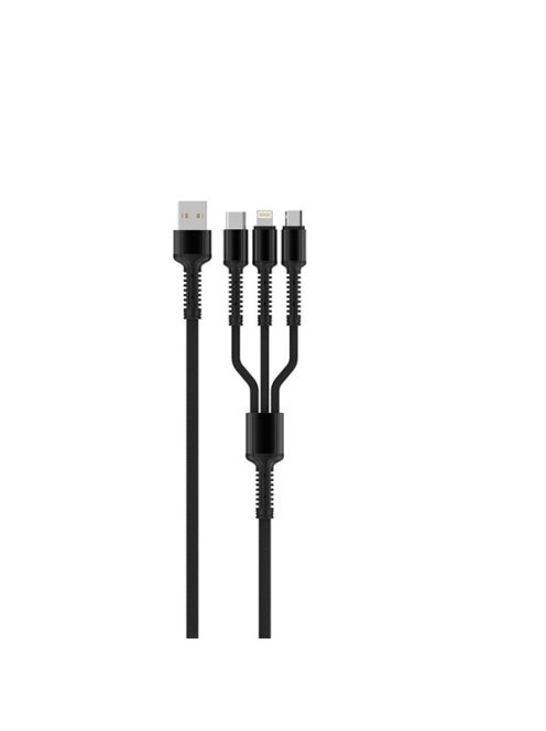 COLORWAY Kábel, Cable 3in1 (Lightning+MicroUSB+Type-C) 4.0A (20W) 1.2m grey (CW-CBU3003-GR)