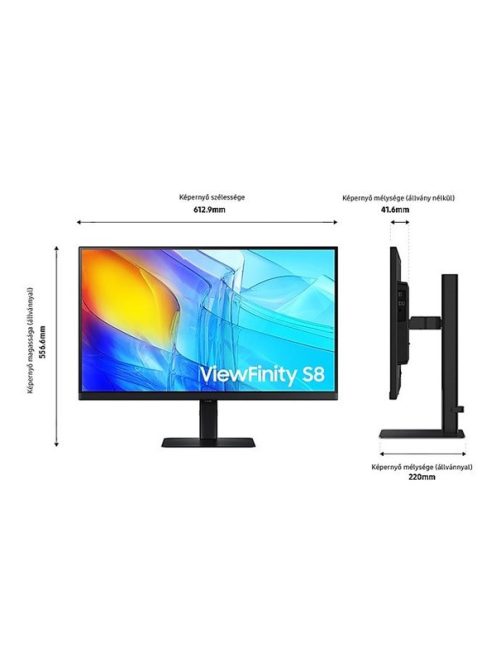 SAMSUNG IPS monitor B2B 27" S80D, 3840x2160, 16:9, 350cd/m2, 5ms, HDMI/DisplayPort/3xUSB, Pivot