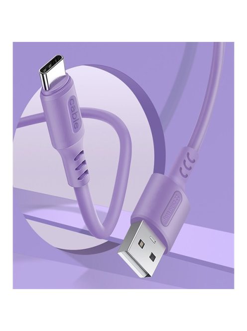 COLORWAY Kábel, USB to Type-C cable (soft silicone) 2.4A 1m lila (CW-CBUC044-PU)