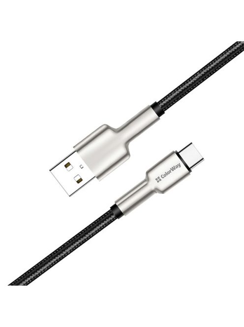 COLORWAY Kábel,  USB - Type-C (head metal) 2.4A 1m black (CW-CBUC046-BK)