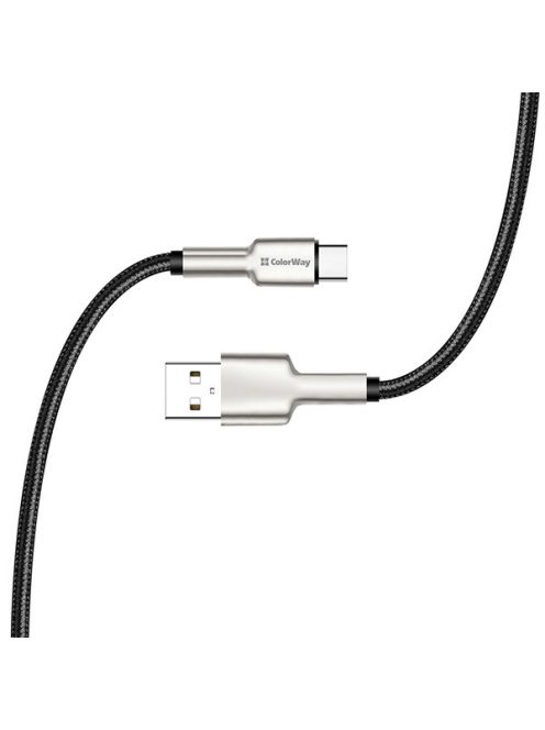 COLORWAY Kábel,  USB - Type-C (head metal) 2.4A 1m black (CW-CBUC046-BK)