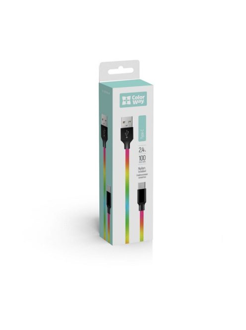 COLORWAY Kábel, USB Type-C (multicolor) 2.4A 1m (CW-CBUC018-MC)