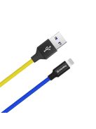 COLORWAY Kábel, USB - Apple Lightning (national) 2.4A 1m blue yellow (CW-CBUL052-BLY)