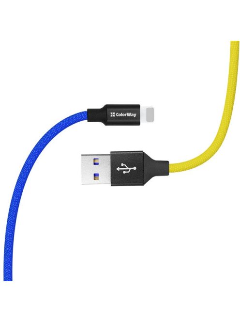 COLORWAY Kábel, USB - Apple Lightning (national) 2.4A 1m blue yellow (CW-CBUL052-BLY)