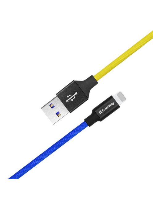 COLORWAY Kábel, USB - Apple Lightning (national) 2.4A 1m blue yellow (CW-CBUL052-BLY)