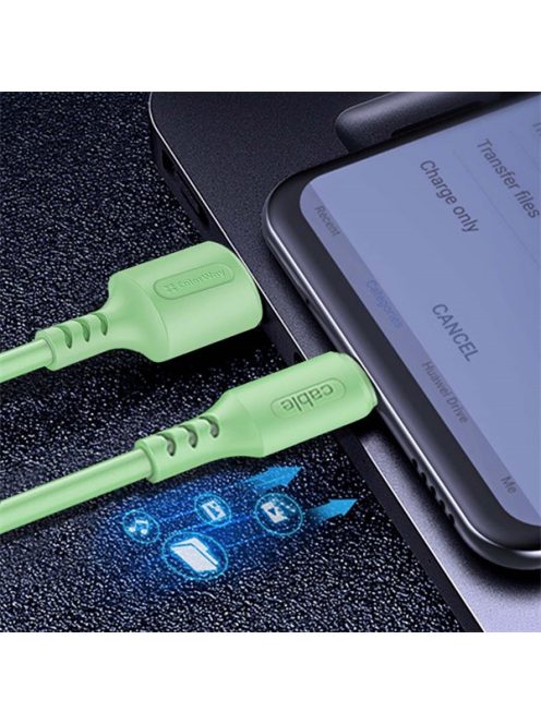 COLORWAY Kábel, USB - Apple Lightning (soft silicone) 2.4A 1m green (CW-CBUL042-GR)