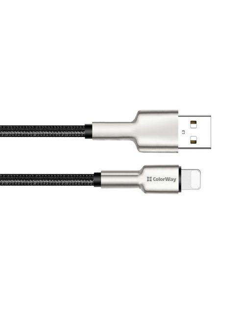 COLORWAY Kábel, USB - Apple Lightning (head metal) 2.4A 1m black (CW-CBUL046-BK)