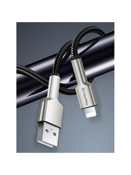 COLORWAY Kábel, USB - Apple Lightning (head metal) 2.4A 1m black (CW-CBUL046-BK)