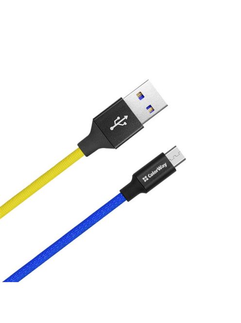 COLORWAY Kábel, USB - MicroUSB (national) 2.4A 1m blue yellow