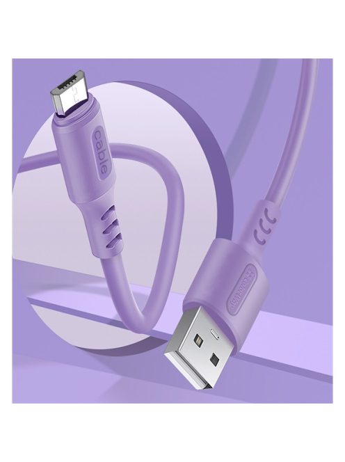 COLORWAY Kábel, USB - MicroUSB (soft silicone) 2.4A 1m lila