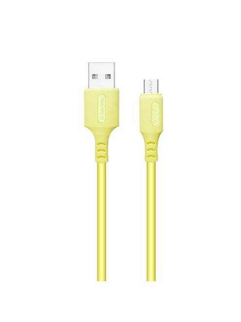 COLORWAY Kábel, USB - MicroUSB (soft silicone) 2.4A 1m sárga