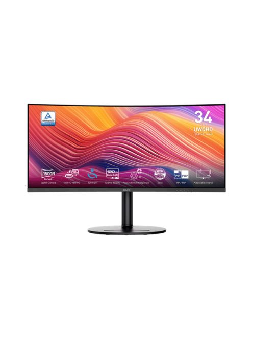 MSI Monitor Business Modern MD342CQP Ívelt 34" QHD, 3440x1440, 100Hz VA 21:9, 3000:1 CR, 300cd/m2, 4 ms, HDMI, DP, Black