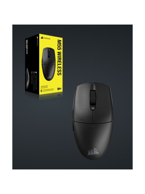 CORSAIR Vezeték Nélküli Egér Gaming, M55 Lightwight, 6 programozható gomb, Ultra-könnyű, 16000dpi, fekete