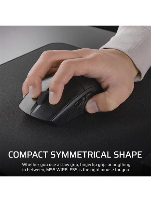 CORSAIR Vezeték Nélküli Egér Gaming, M55 Lightwight, 6 programozható gomb, Ultra-könnyű, 16000dpi, fekete