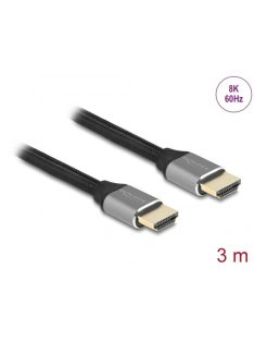   DELOCK kábel HDMI male / male összekötő 48 Gbps 8K 60Hz tanúsítvánnyal 3m szürke