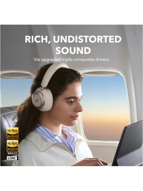 ANKER Vezeték Nélküli Fejhallgató, Soundcore Space One Pro, Összecsukható, Aktív Zajszűrő, cream white - A3062G21