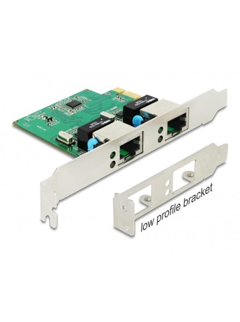 DELOCK PCI-E x1 Bővítőkártya > 2x RJ45 Gigabit LAN RTL8111