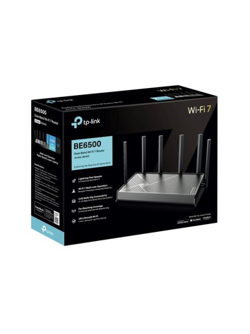 TP-LINK Wireless Router Dual Band BE6500 1xWAN(2.5Gbps) + 1xLAN(2.5Gbps) + 3xLAN(1Gbps) + 1xUSB 3.0, Archer BE400