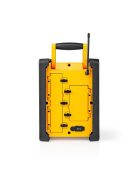 Nedis RDFM3100YW munka rádió, FM, bluetooth, rezgéscsillapítás, 15W, 20 FM állomás, 3,5 mm audióbemenet
