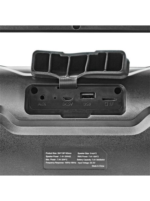 Nedis SPBB310BK akkumulátoros party boombox, 120W, Bluetooth, 10 m hatótávolság, USB, microSD , 6 óra vez nélkül
